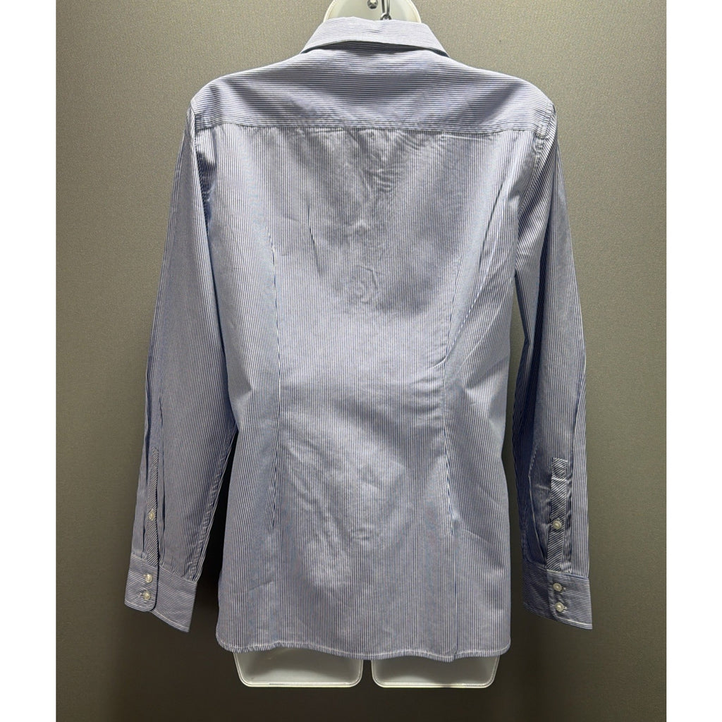 New GAP Women Fitted Blue & White Striped Button Up Shirt Long Sleeve NWT 2009