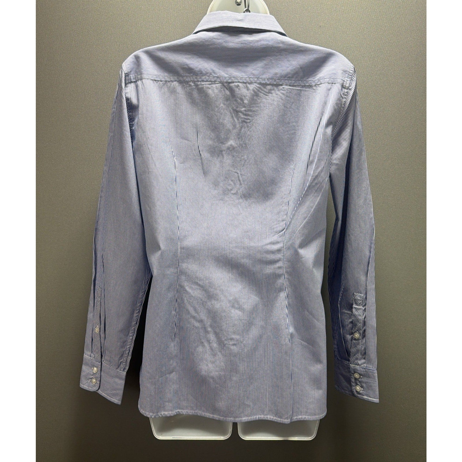 New GAP Women Fitted Blue & White Striped Button Up Shirt Long Sleeve NWT 2009