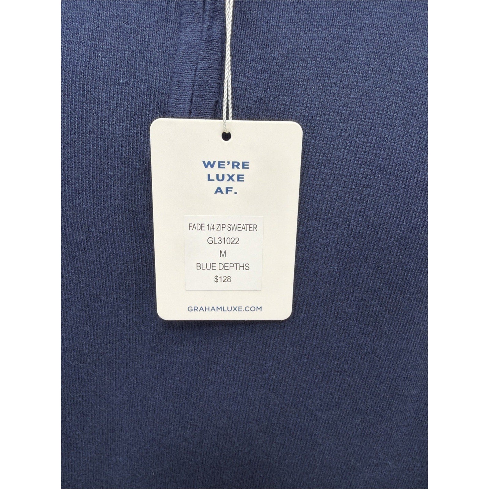 NWT Graham Luxe Silk Blend Blue Depths Blue Quarter Zip Sweater, Size M