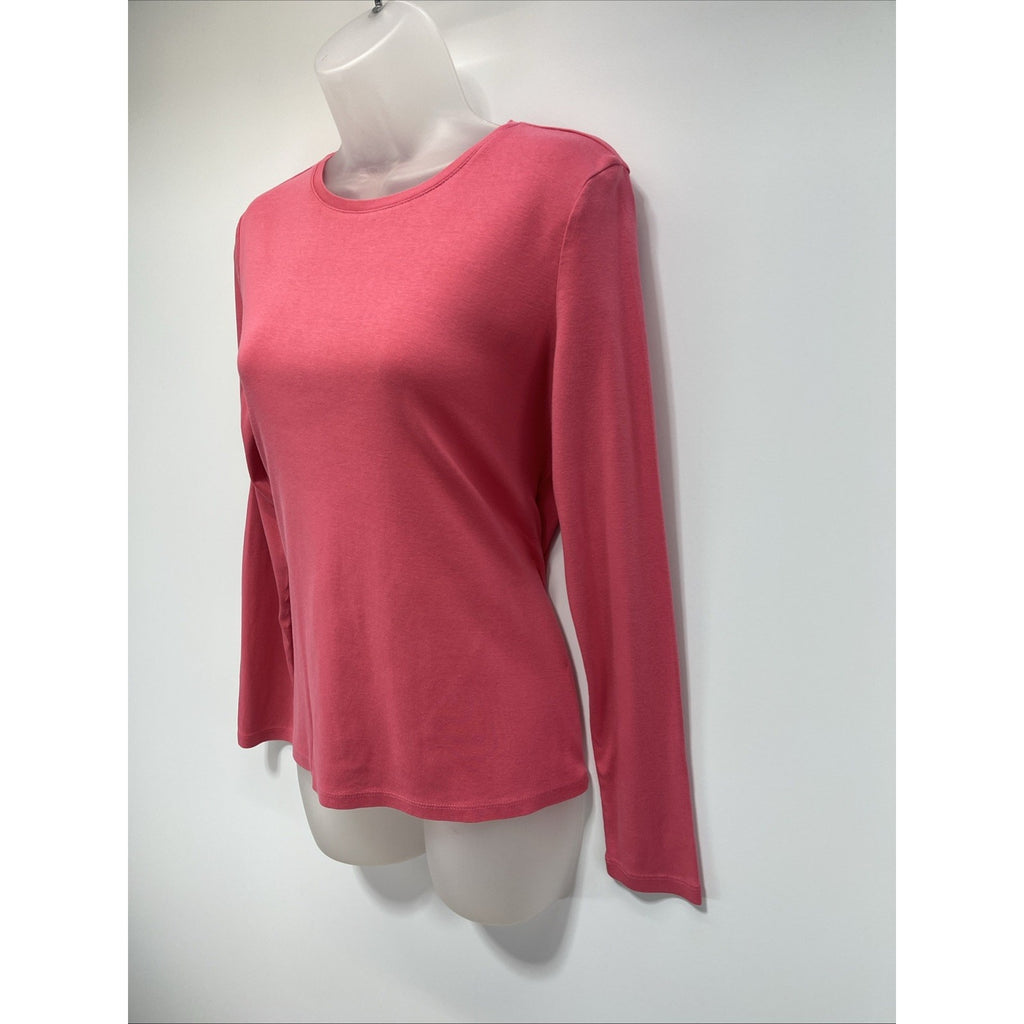 talbots womans pink long sleeve blouse pima cotton size M
