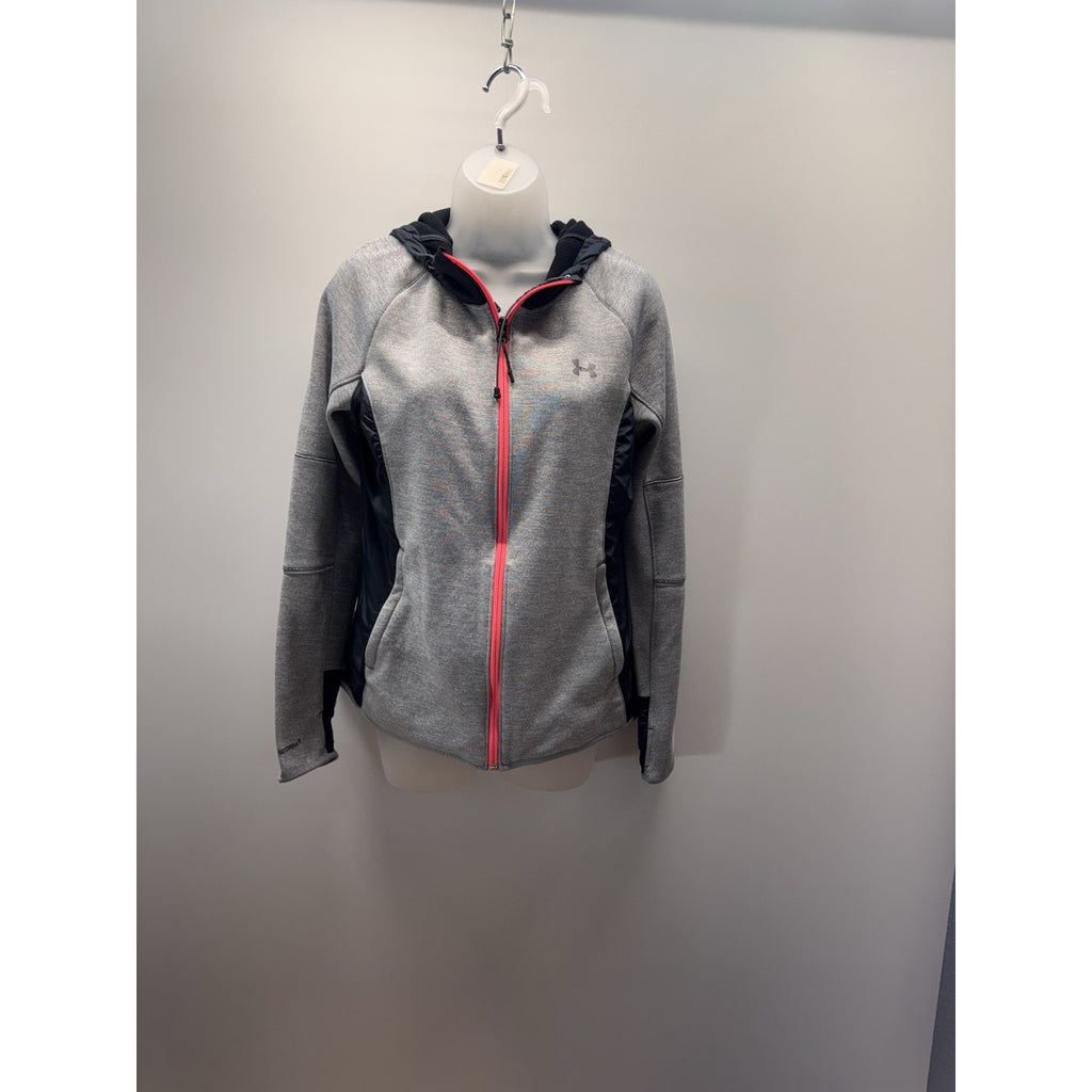 Under Armour Hoodie Women's Medium Running Shirt Grey Long Sleeve Full Zip Storm