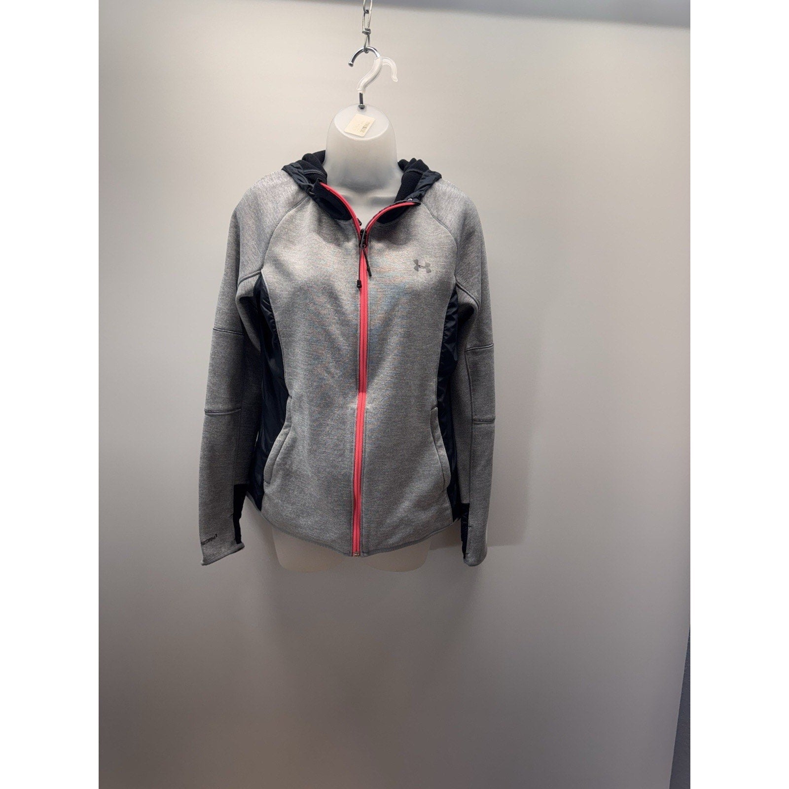Under Armour Hoodie Women's Medium Running Shirt Grey Long Sleeve Full Zip Storm