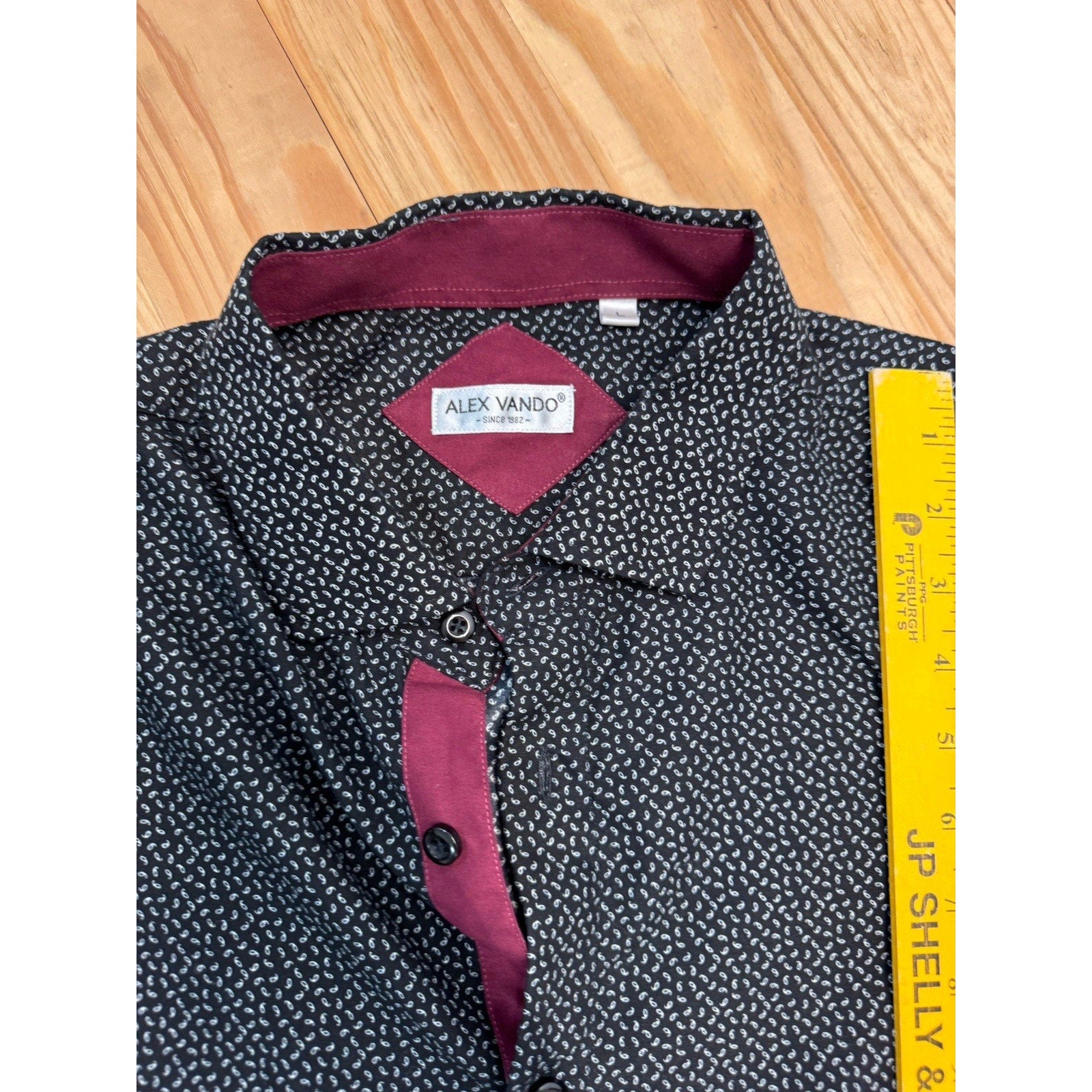 Alex Vando Wrinkle Free Microfiber Button Front Fancy Cuff Dress Shirt Large