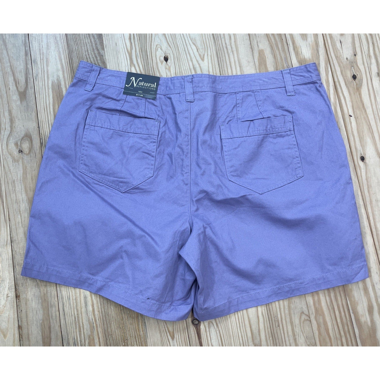 NWT Natural Reflections Women's Purple Cotton/Spandex Chino Shorts size 18