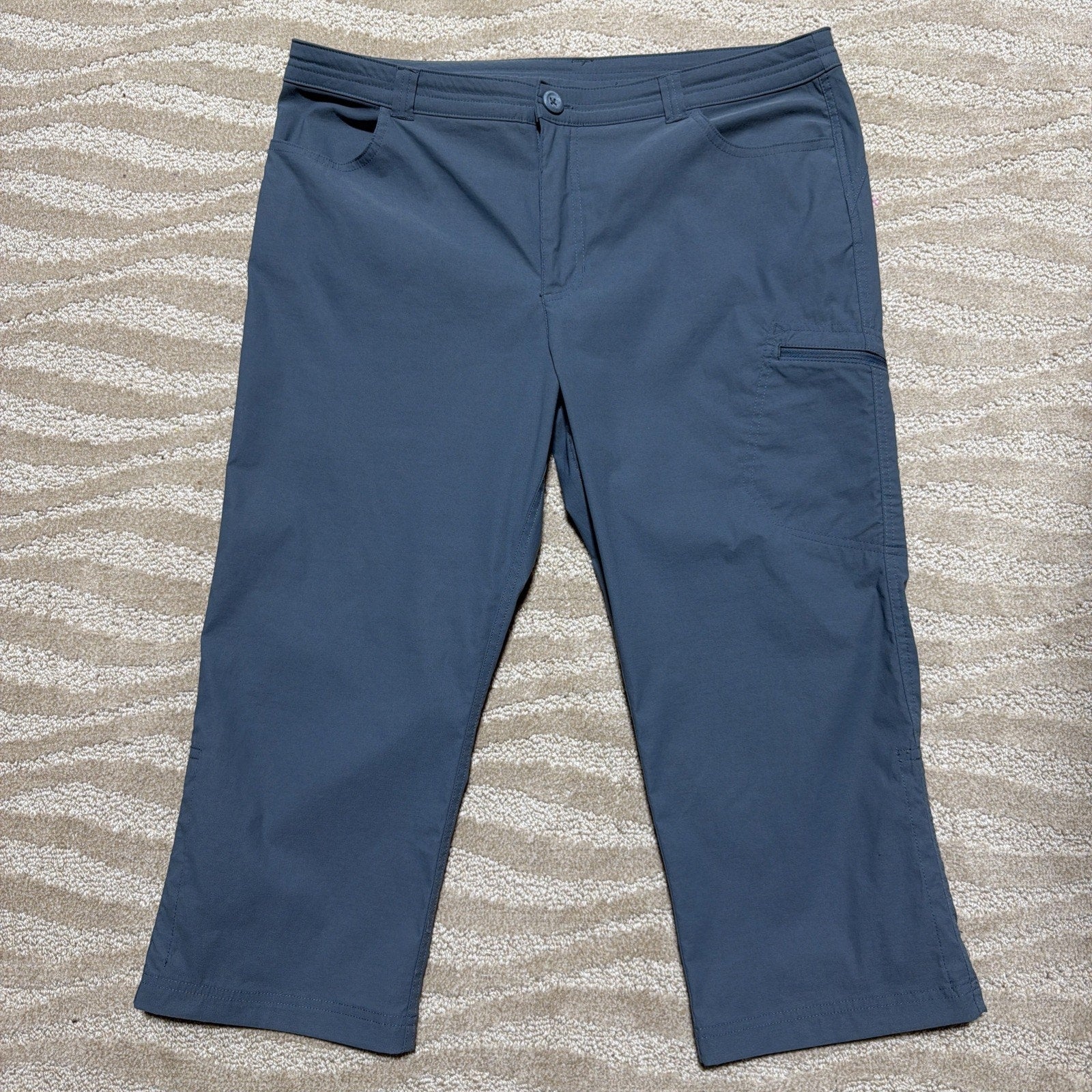 Eddie Bauer Tech Capri Pants Womens 14 Blue Nylon Stretch Hiking UPF 50+