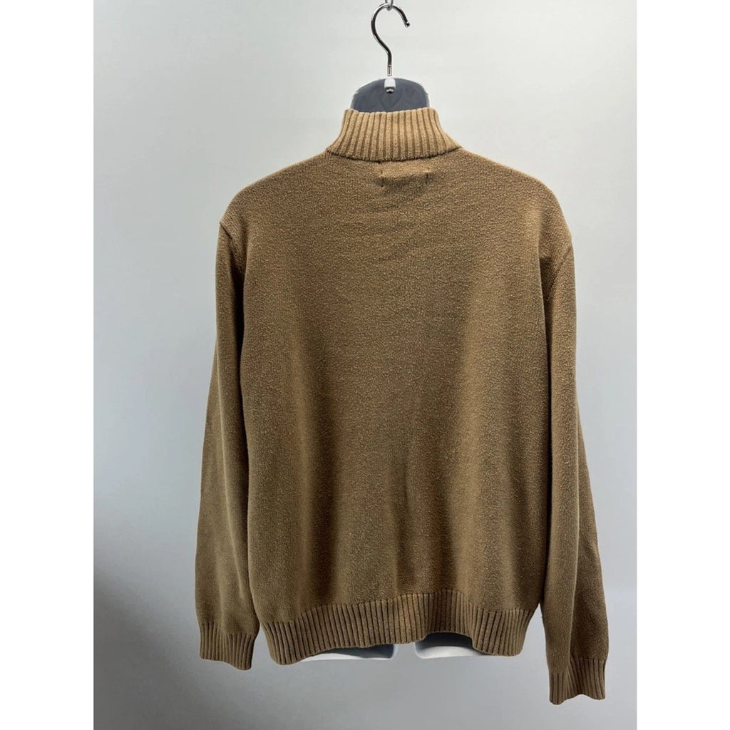 Polo Ralph Lauren Sweater Mens XL Tan Brown 1/4 Zip Cotton Pony Quiet Luxury