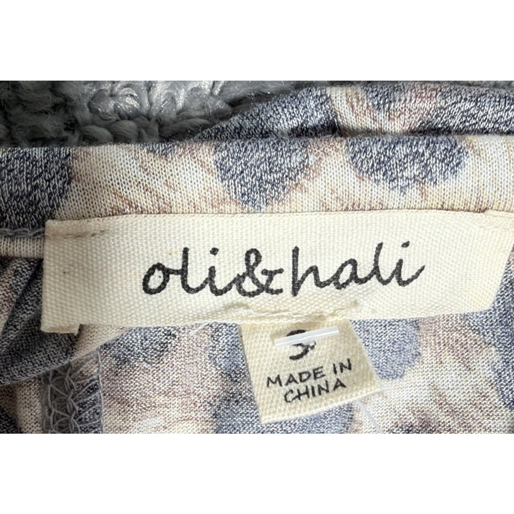 Oli & Hali Ruched Leopard Print Short Sleeve Top Blouse Shirt Size Small