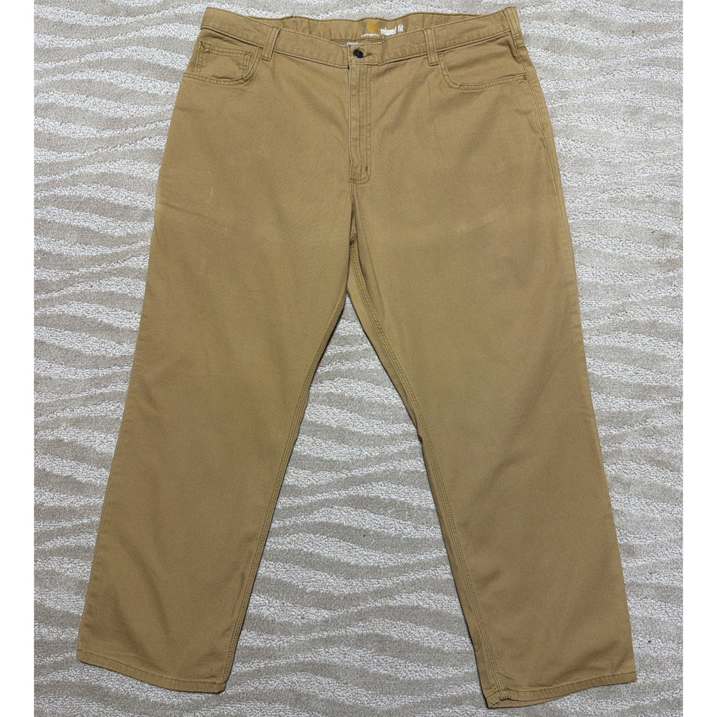 Carhartt Men's Rugged Flex Relaxed Fit Brown Canvas Work Pants Size 42 x 30