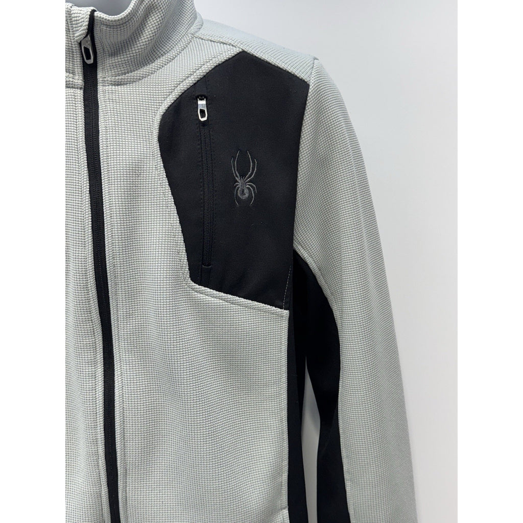 Spyder Jacket Adult S White Hiking Logo Outdoors Sweater Textured Coat Mens