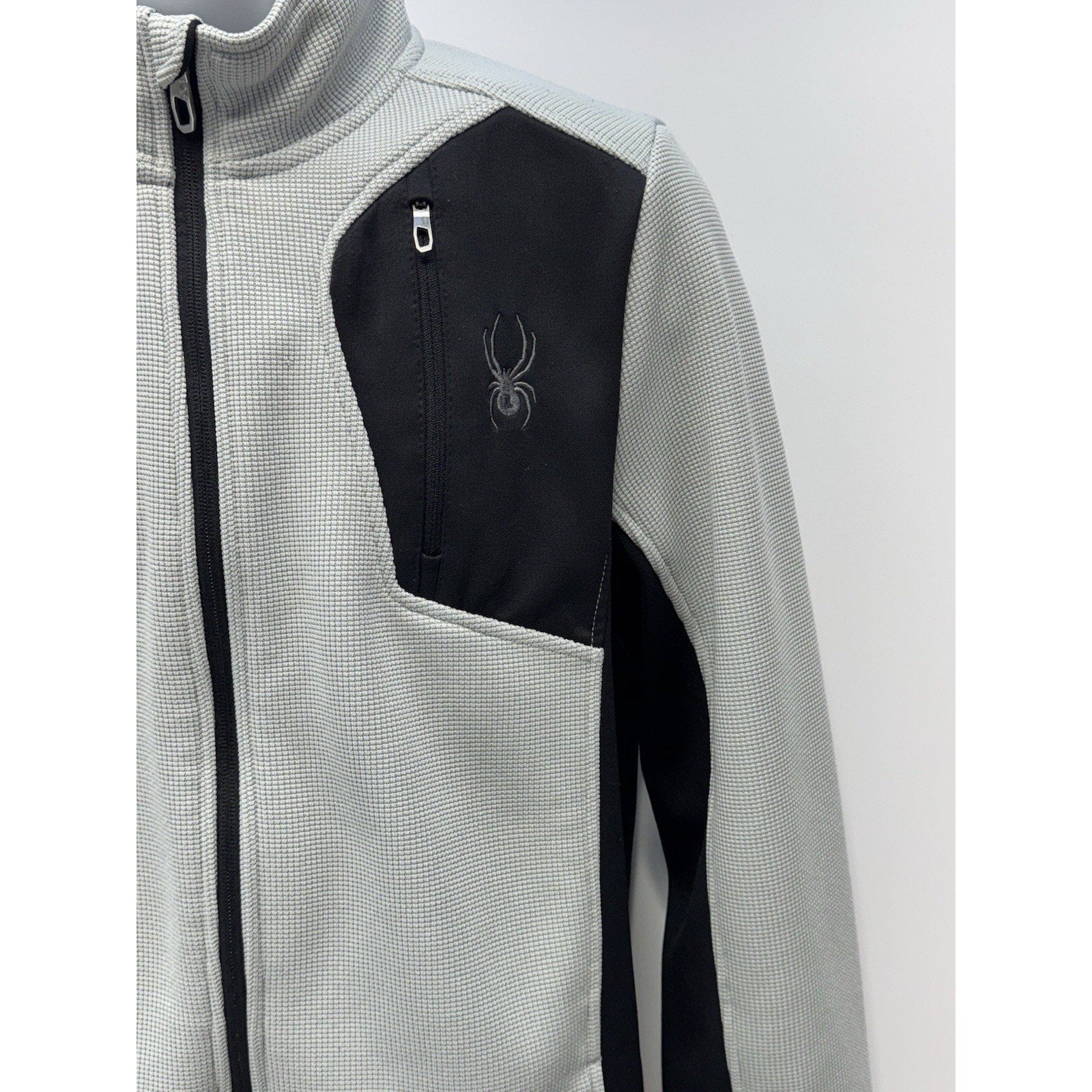 Spyder Jacket Adult S White Hiking Logo Outdoors Sweater Textured Coat Mens