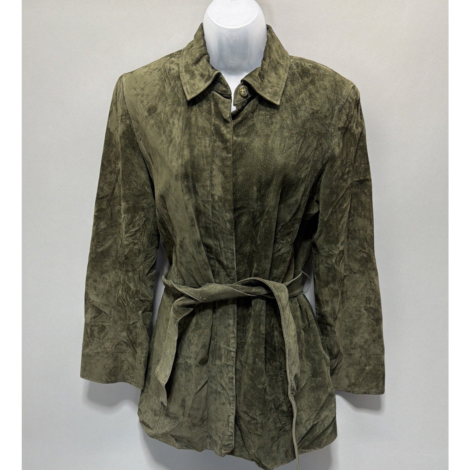 Valerie Stevens Separates Suede Leather Jacket Belted Button Up Womens M