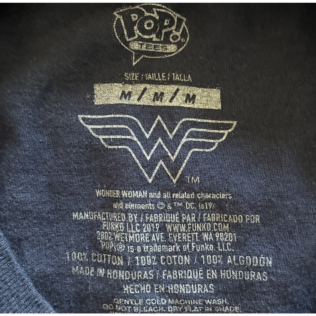 FUNKO POP Shirt Women's Medium Blue Wonder Woman Graphic Pullover Ladies. 2019