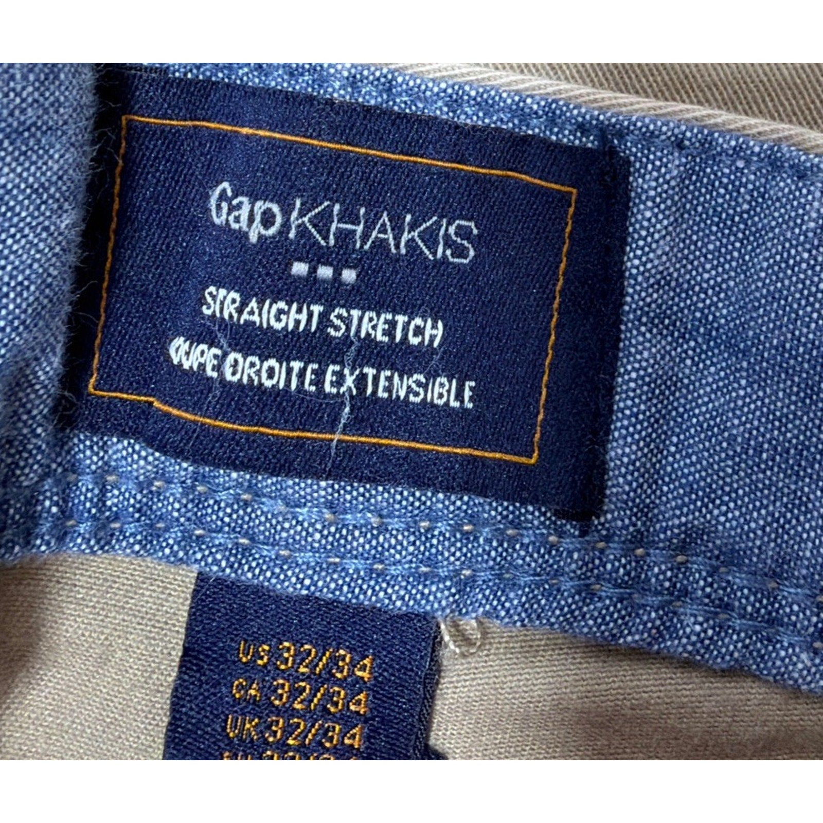 Gap Mens Stretch Straight Leg Classic Khaki Pants Khaki Size 32x34