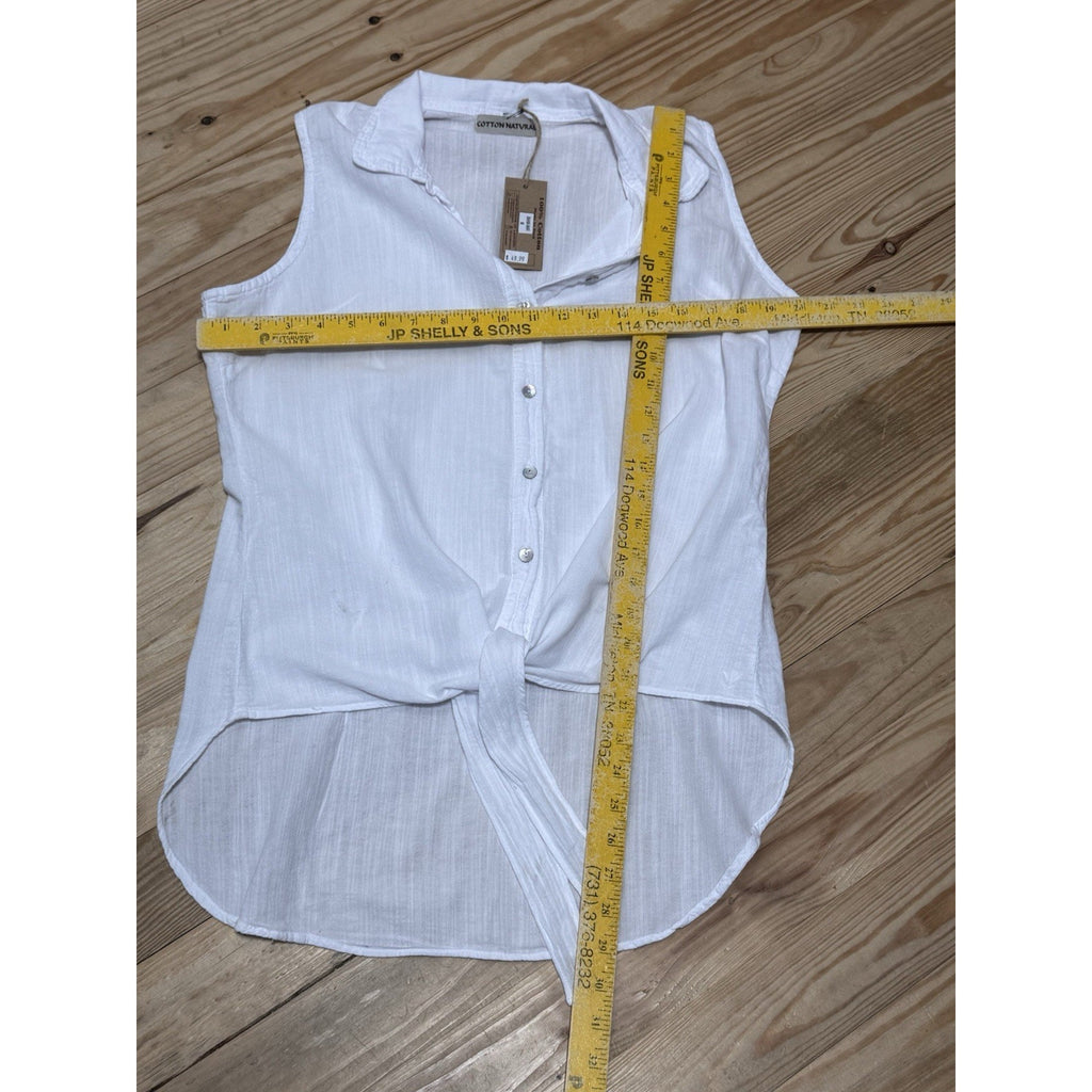 Cotton Natural Peru Sleeveless White Button Front Collared Women’s Medium NWT