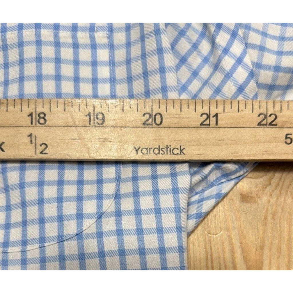 Peter Millar Nanoluxe Dress Shirt Men M Plaid Check Easy Care Cotton Long Sleeve