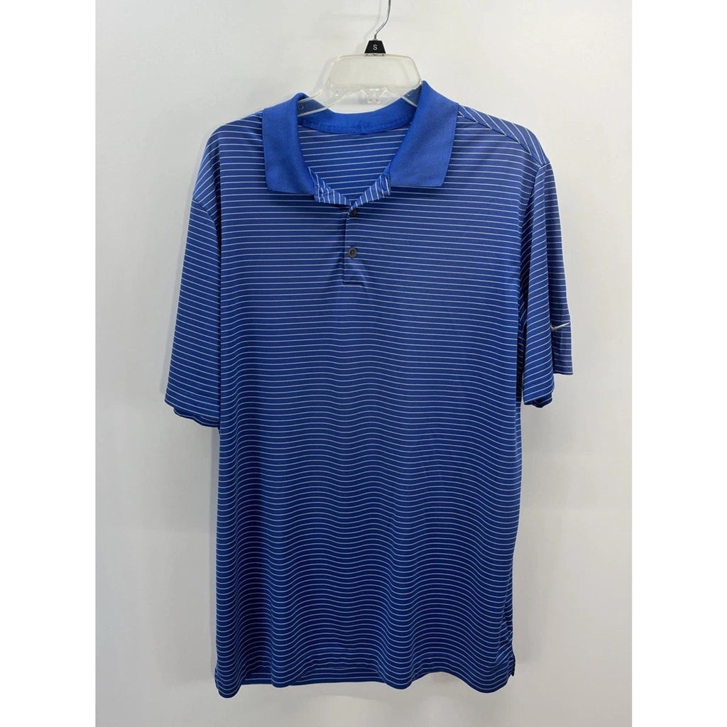 Nike Golf Polo Dri-Fit Blue Striped Short Sleeve Shirt 585748-491 Men’s Size XL