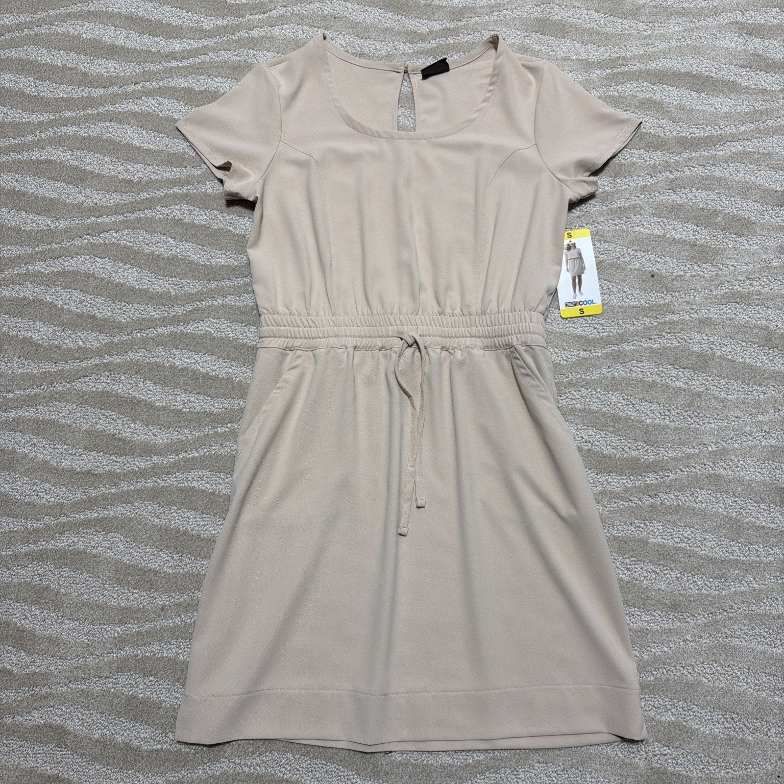 32 Degrees Womens S Twill Dress Cinched Waist Soft Stretch Pockets New with Tags