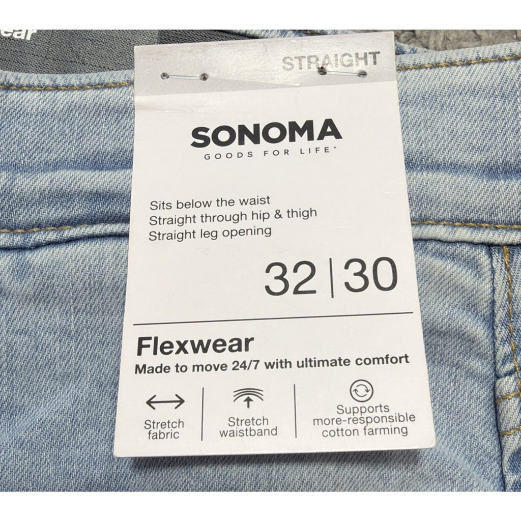 SONOMA GOODS FOR LIFE FLEXWEAR STRAIGHT FIT STRETCH DENIM JEANS 32x30 NWT