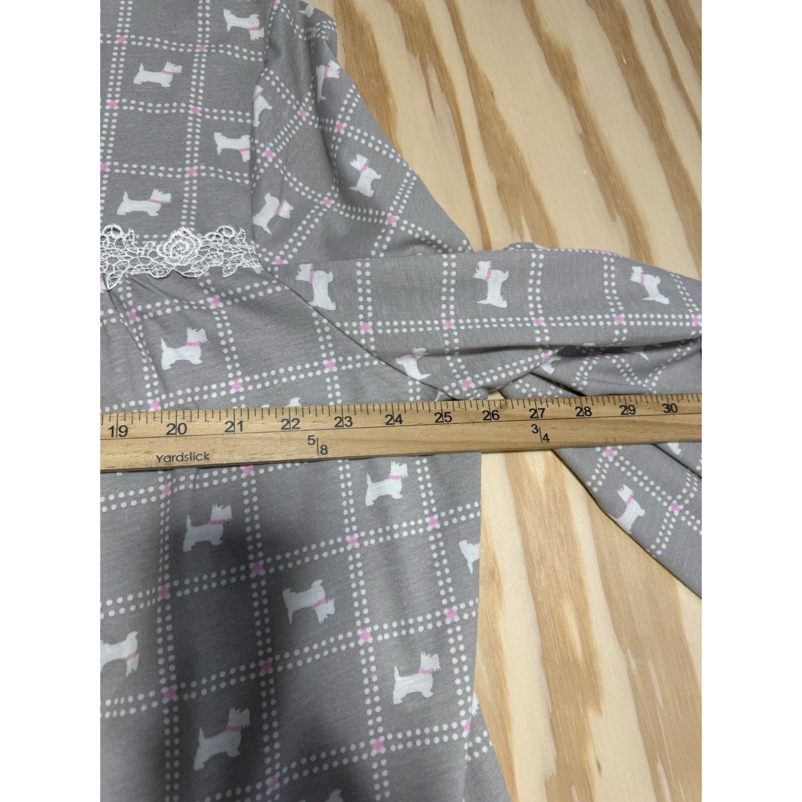 Aria Collection Nightgown Womens 3X Gray Dog Print Sleep Shirt Lace Trim Pajama
