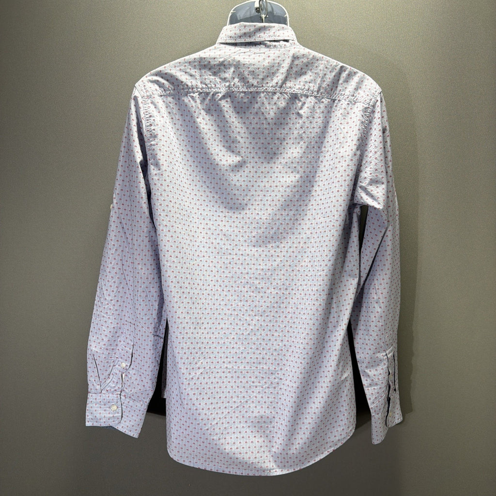 Gap Shirt Mens M Slim Fit Dress Microdot Blue Long Sleeve Collared Button Up