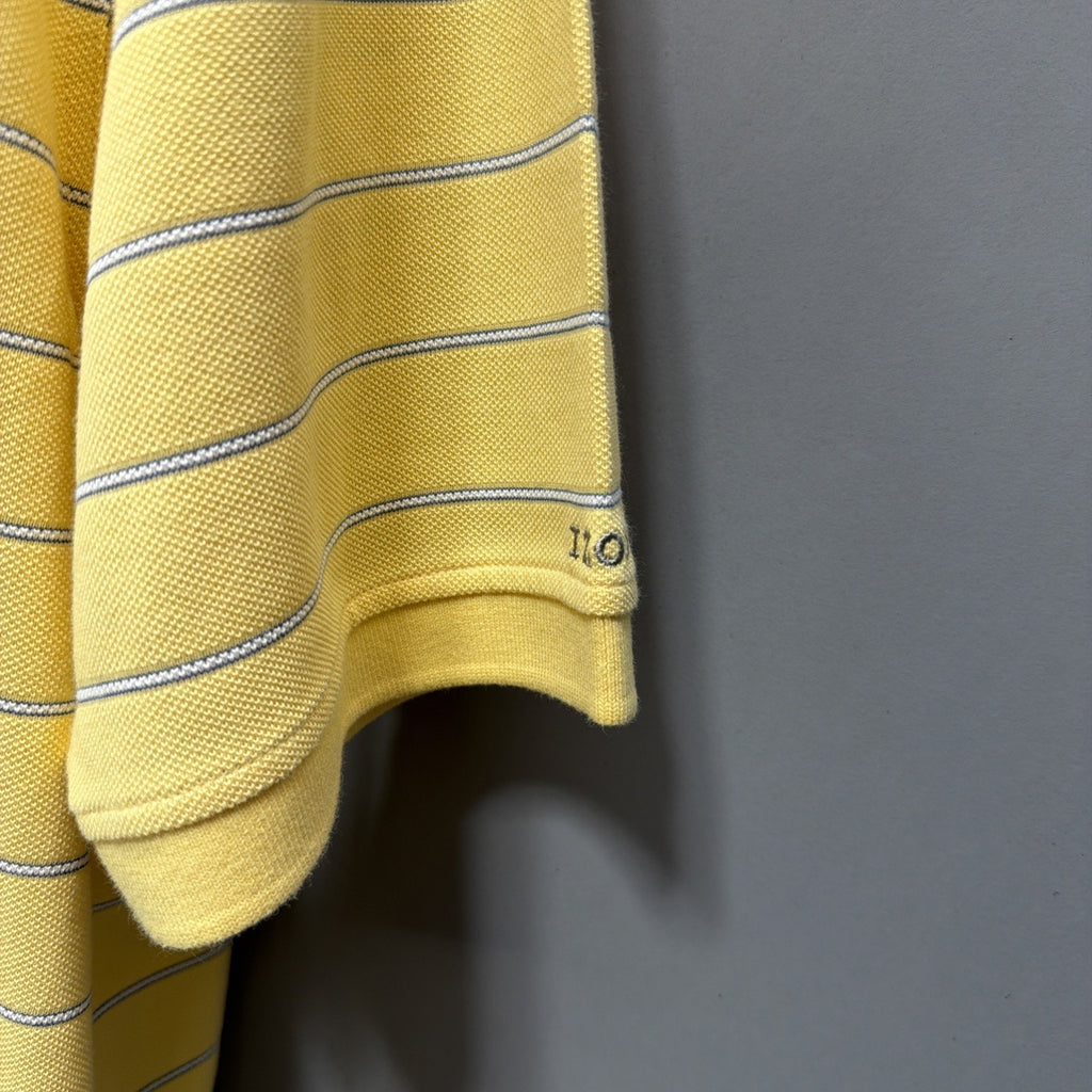 IZOD Luxury Sport Mens XL Polo Shirt Yellow Stripped Premium Cotton NWT
