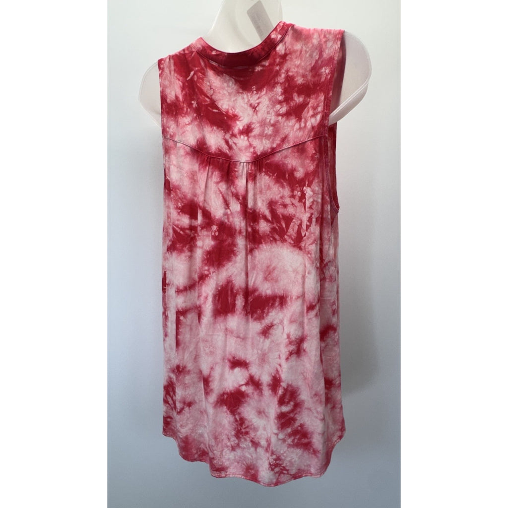 Wrangler Womens Sleeveless Blouse Size M Red/Pink/White Button Down Hi Lo Hem