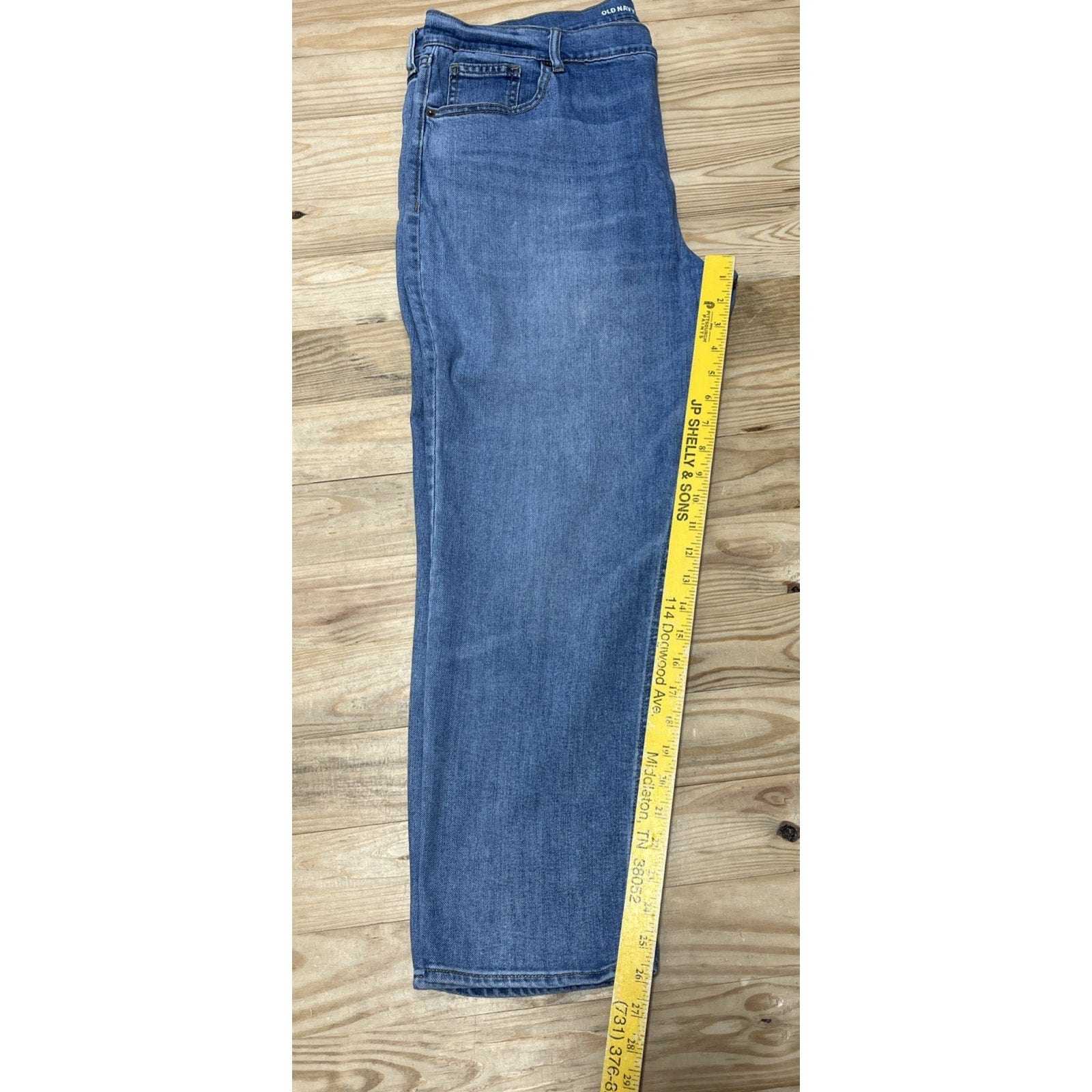Old Navy Womens 16 Denim Jeans Blue Perfect Straight Slim Medium Wash High Rise