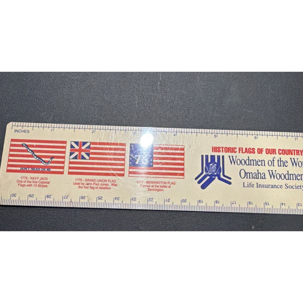 Vintage WOODMEN OF THE WORLD OMAHA WOODMEN RULER FLAGS OF THE US PRESIDENTS