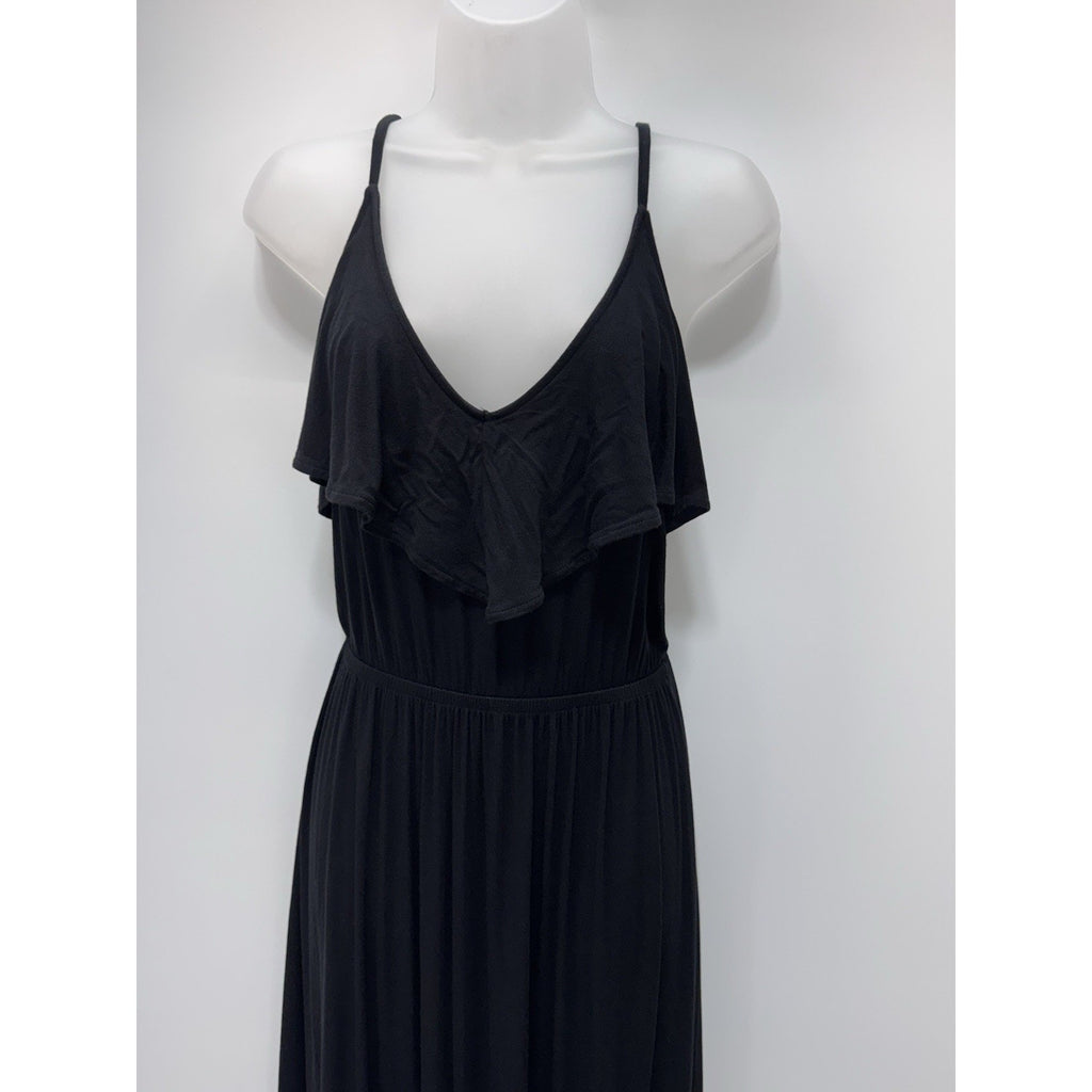 Express Black Spaghetti Strap Ruffled Top Maxi Dress Women’s Size Small
