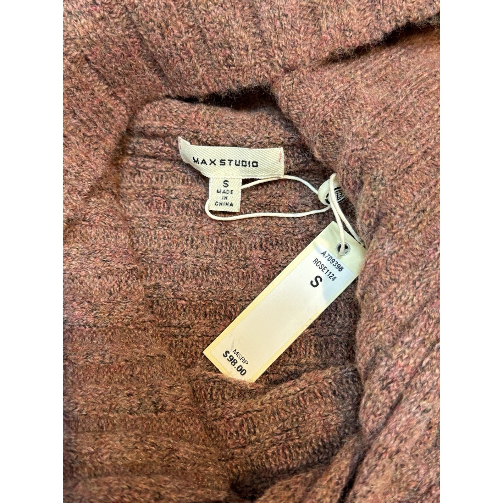 MAX STUDIO Rose Sweater Dolman Sleeves Women’s Size Small Split Cowl NWT