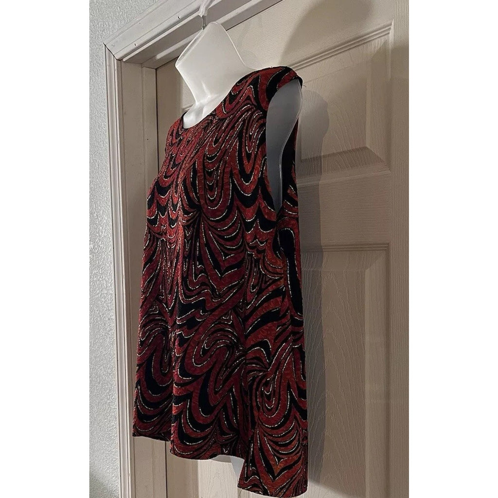 Studio C Plus Blouse Women's 22W Plus Sleeveless Red Black White Pullover Light