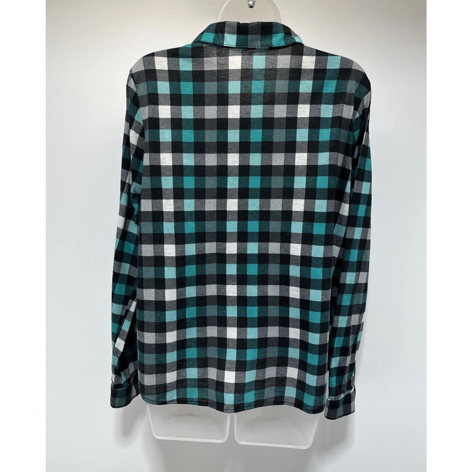 Eden & Olivia Maternity Women's L Long Sleeve Shirt Blue Plaid Button Front