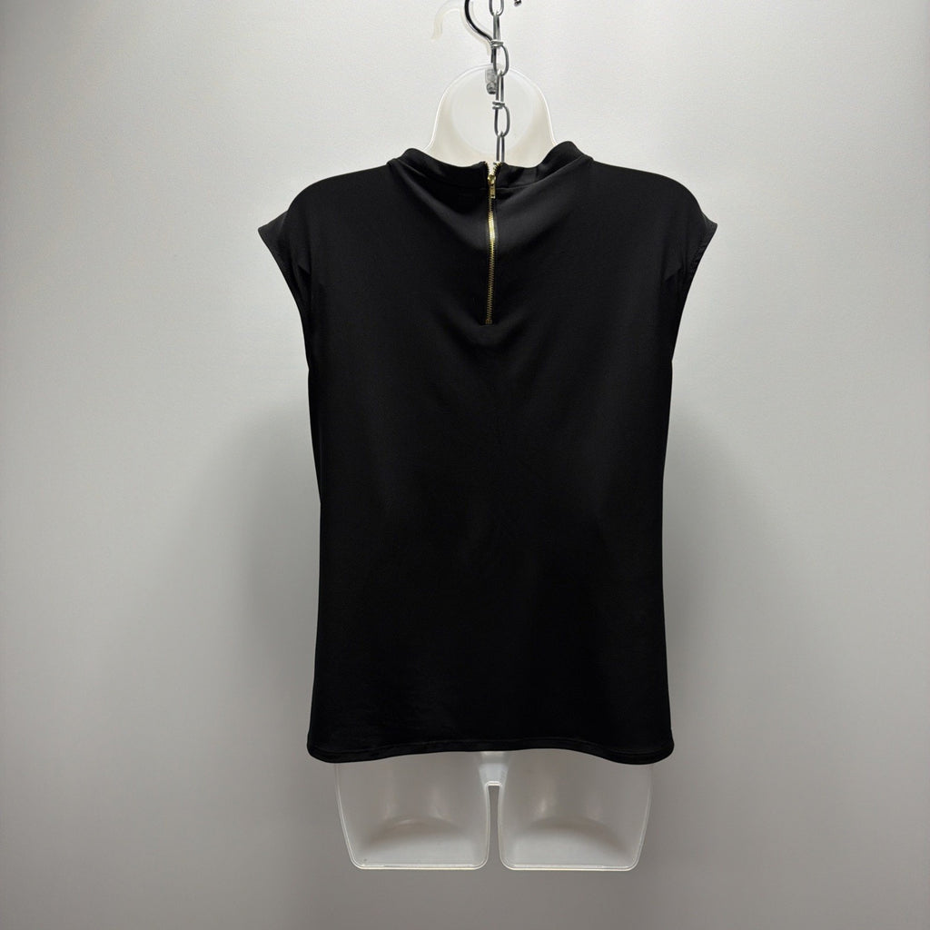 Liz Claiborne Black Sleeveless Pleated Front Blouse Size Medium