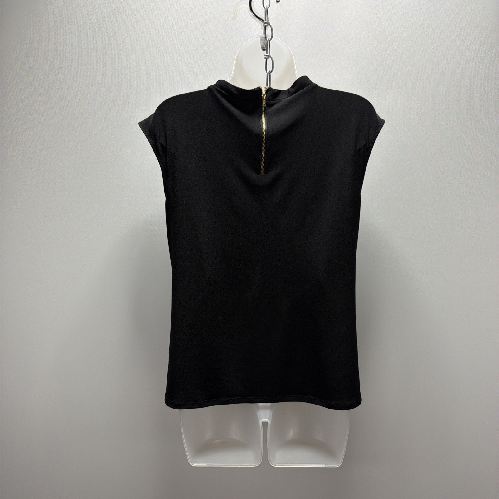 Liz Claiborne Black Sleeveless Pleated Front Blouse Size Medium