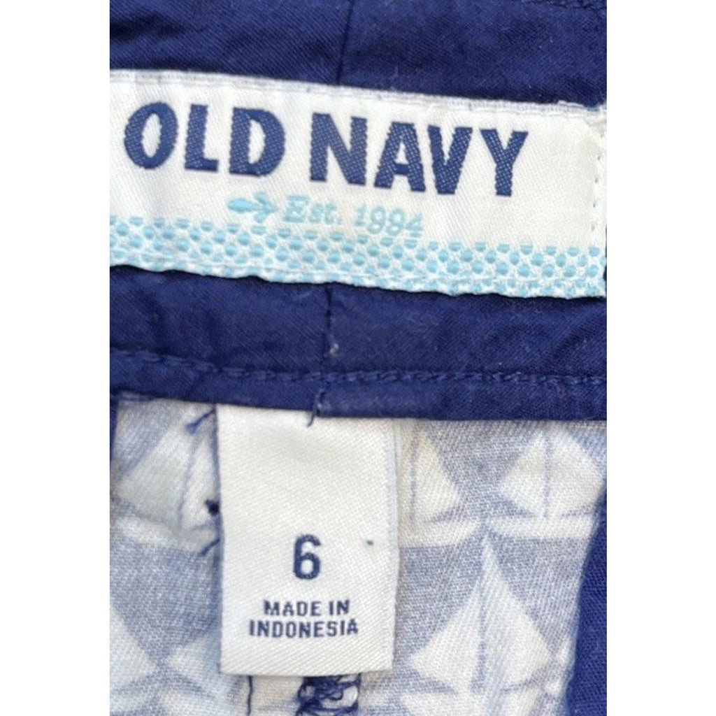 Old Navy shorts Navy Blue sailboats Cotton Blend Pockets size 6
