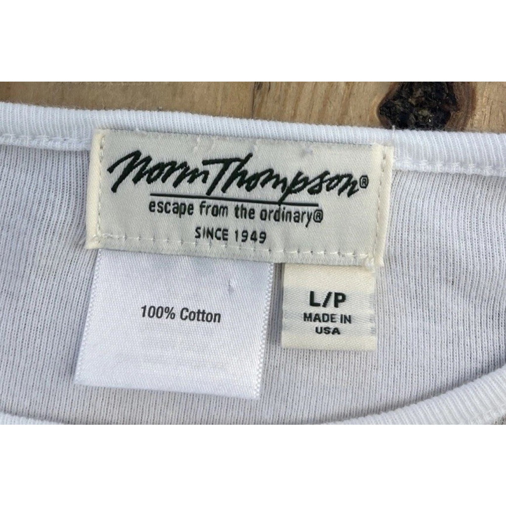 Norm Thompson Blouse Women's Sz LP Floral Tunic Top Boho Romantic White