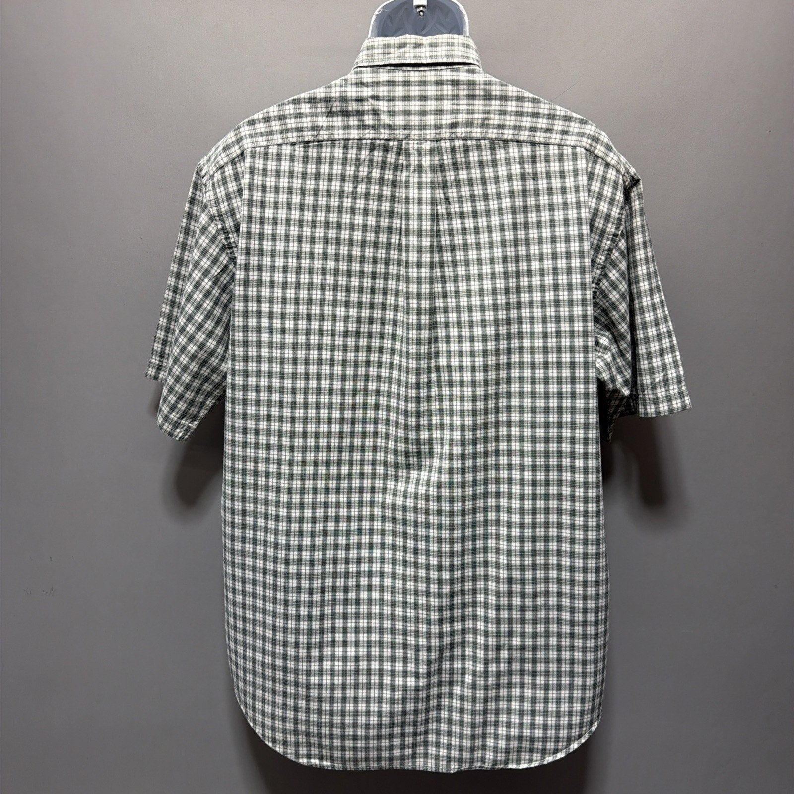 Ralph Lauren Sport Shirt Mens Large Green Plaid Button Down Short Sleeve Vintage