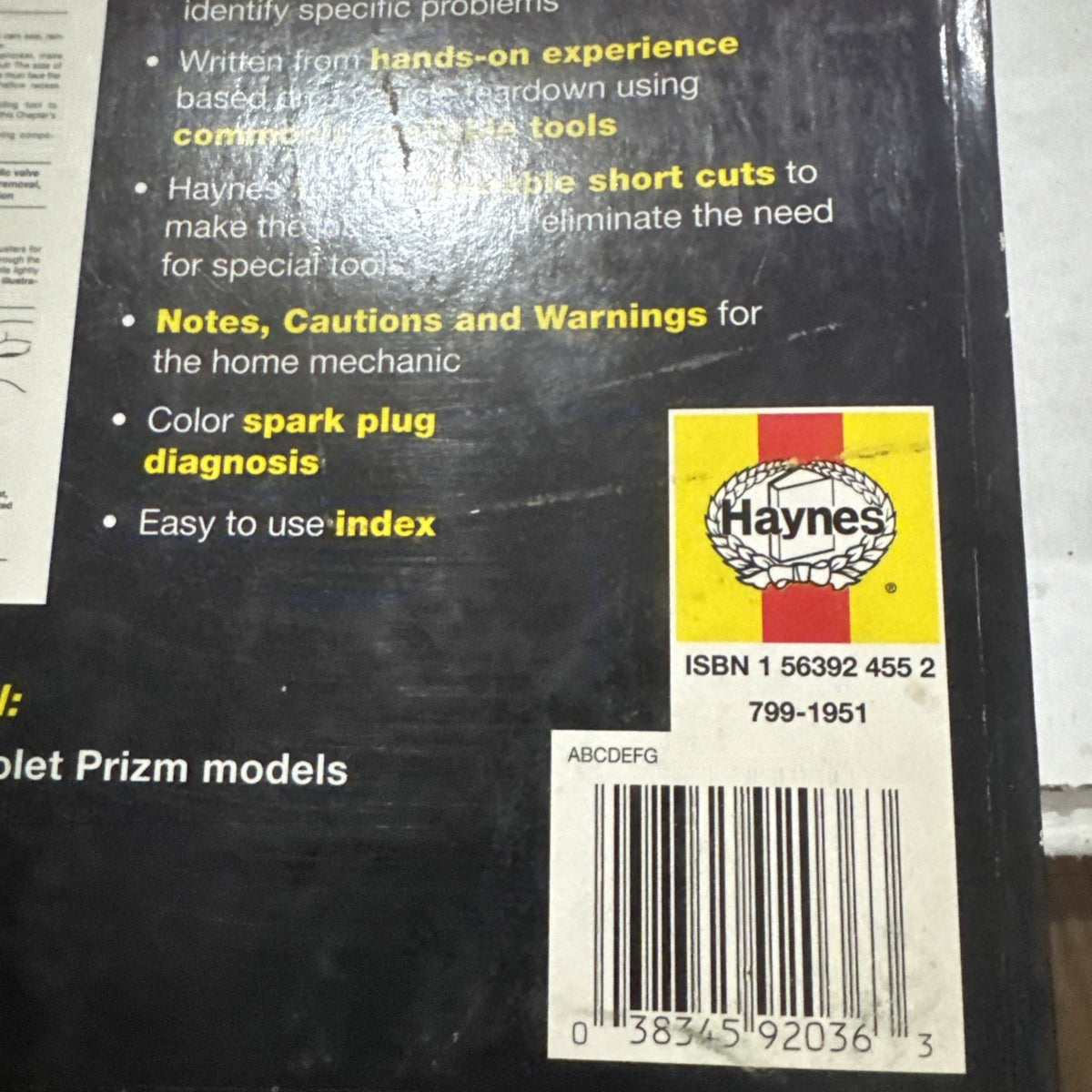 HAYNES Toyota Corolla & Geo Chevrolet Prizm 93-02 Repair Manual 92036
