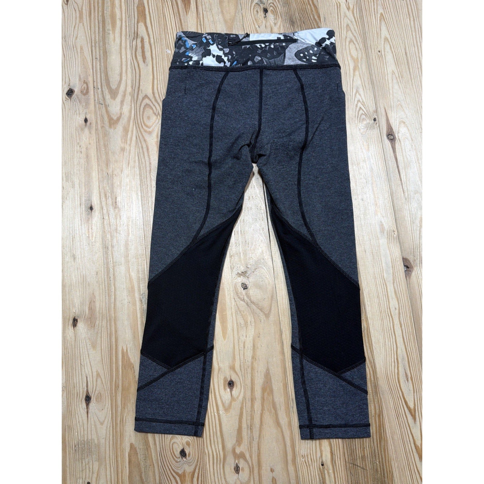 LULULEMON PACE RIVAL CROP PANTS Heathered Black So Fly Butterfly sz 4 23”