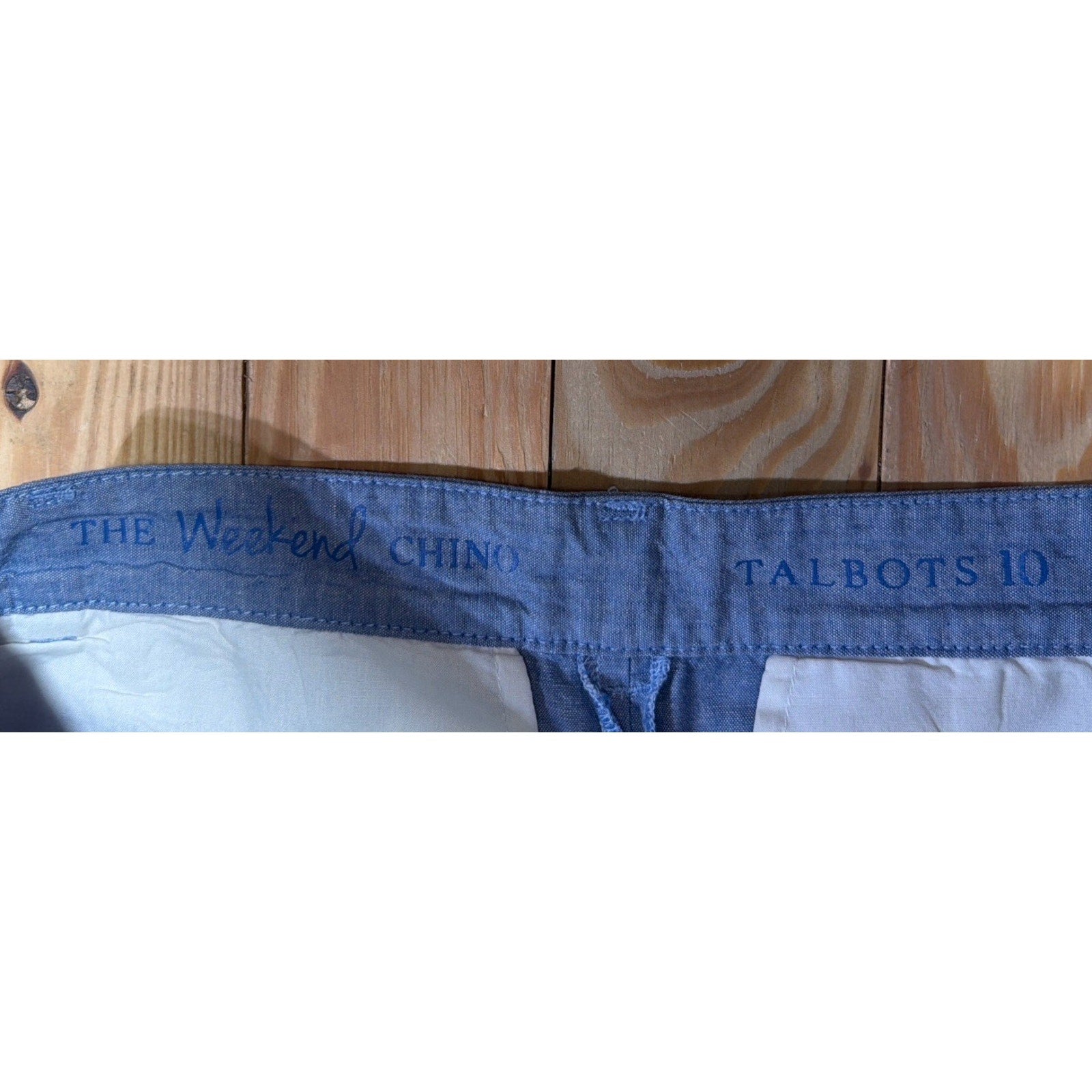 Talbots Pants Womens 10 The Weekend Chino Straight Leg Chambray Blue Cotton