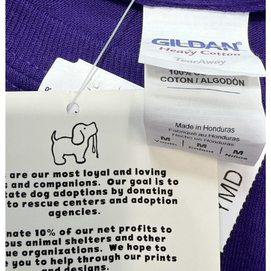 Puppie Love Purple Long Sleeve Girls T-Shirt Youth Medium Dog 100% Cotton NWT