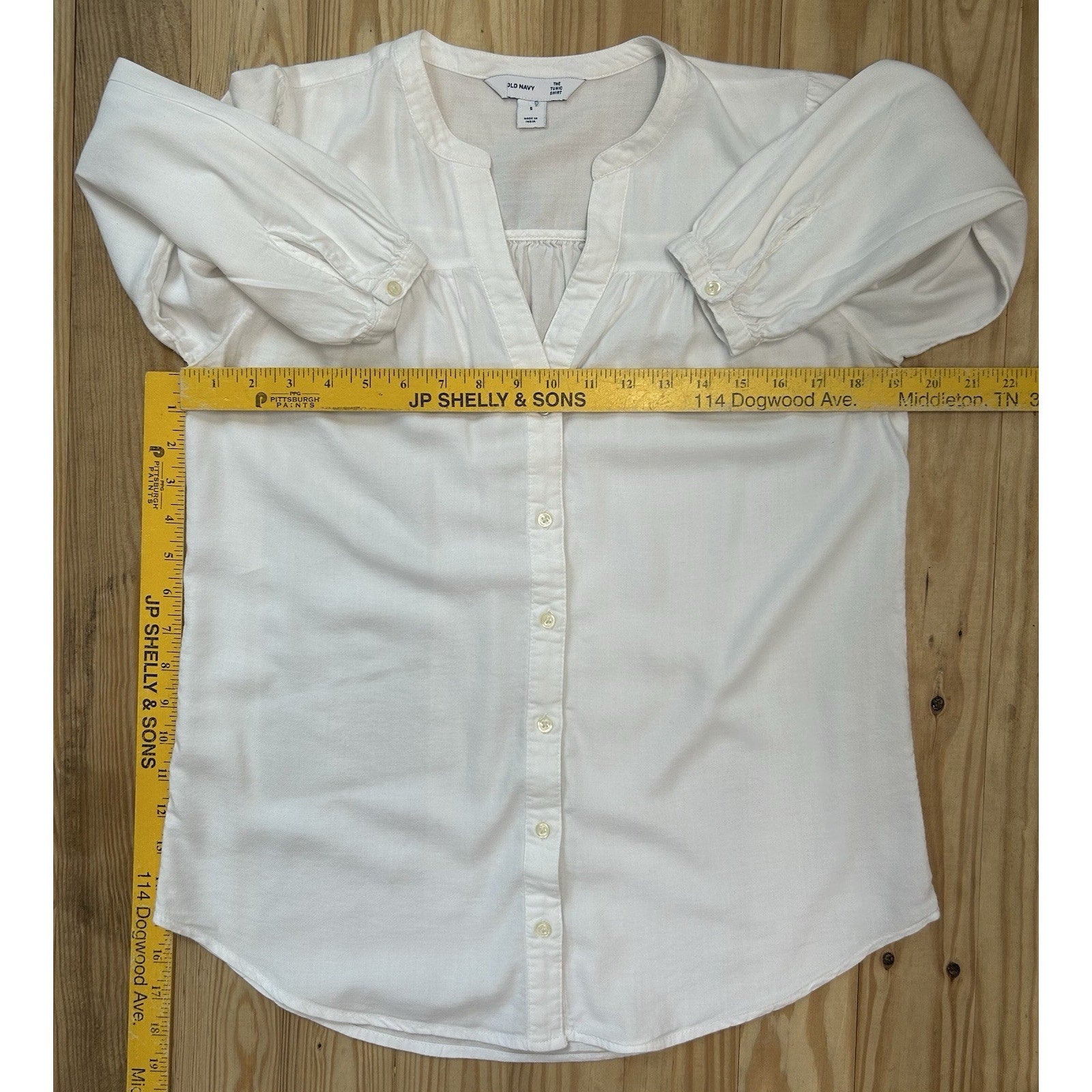 Old Navy Size Small Peasant Tunic Blouse White Boho Cottage core.