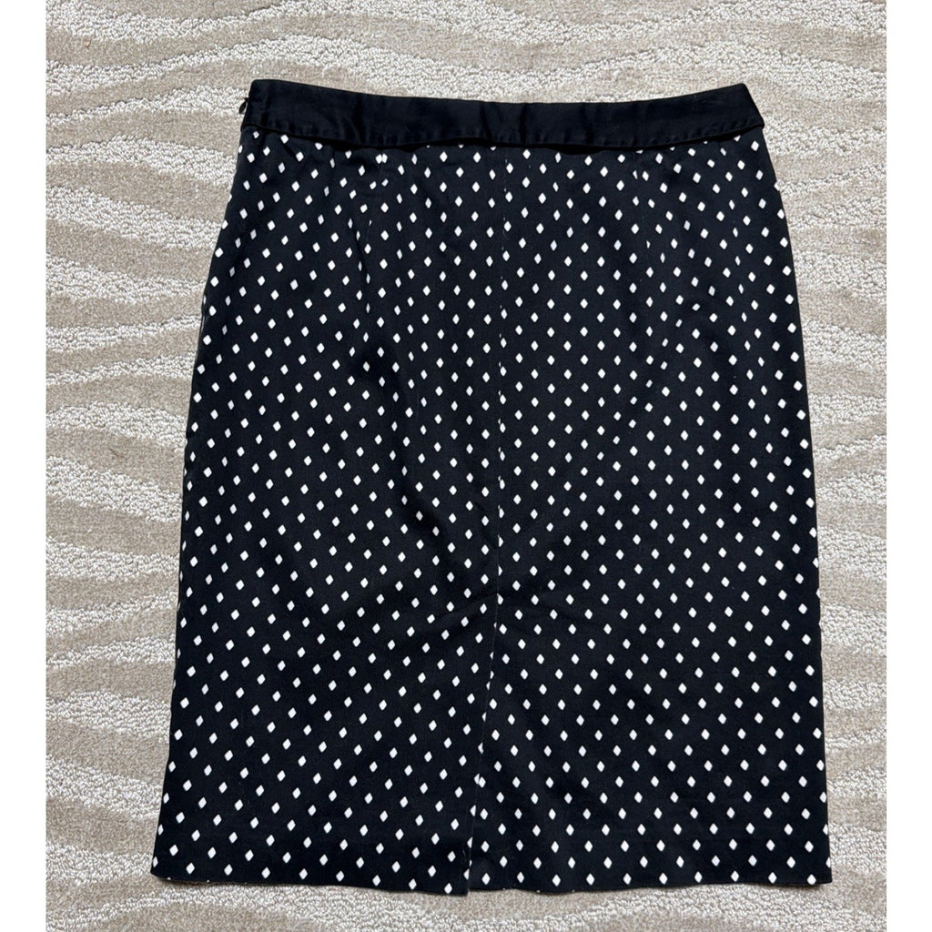 White House Black Market Black White Diamond Pattern Lined Pencil Skirt Size 2