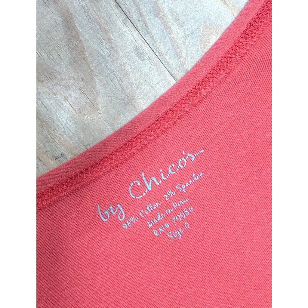 Chicos Shirt Womens Size S (Chicos 0) Orange V-Neck Short Sleeve Tee