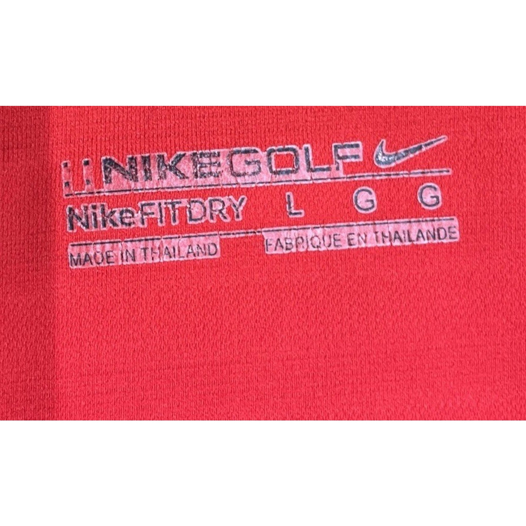 Nike Golf FITDRY Polo Shirt Mens L Red Striped Long Sleeve Performance Golf Y2K