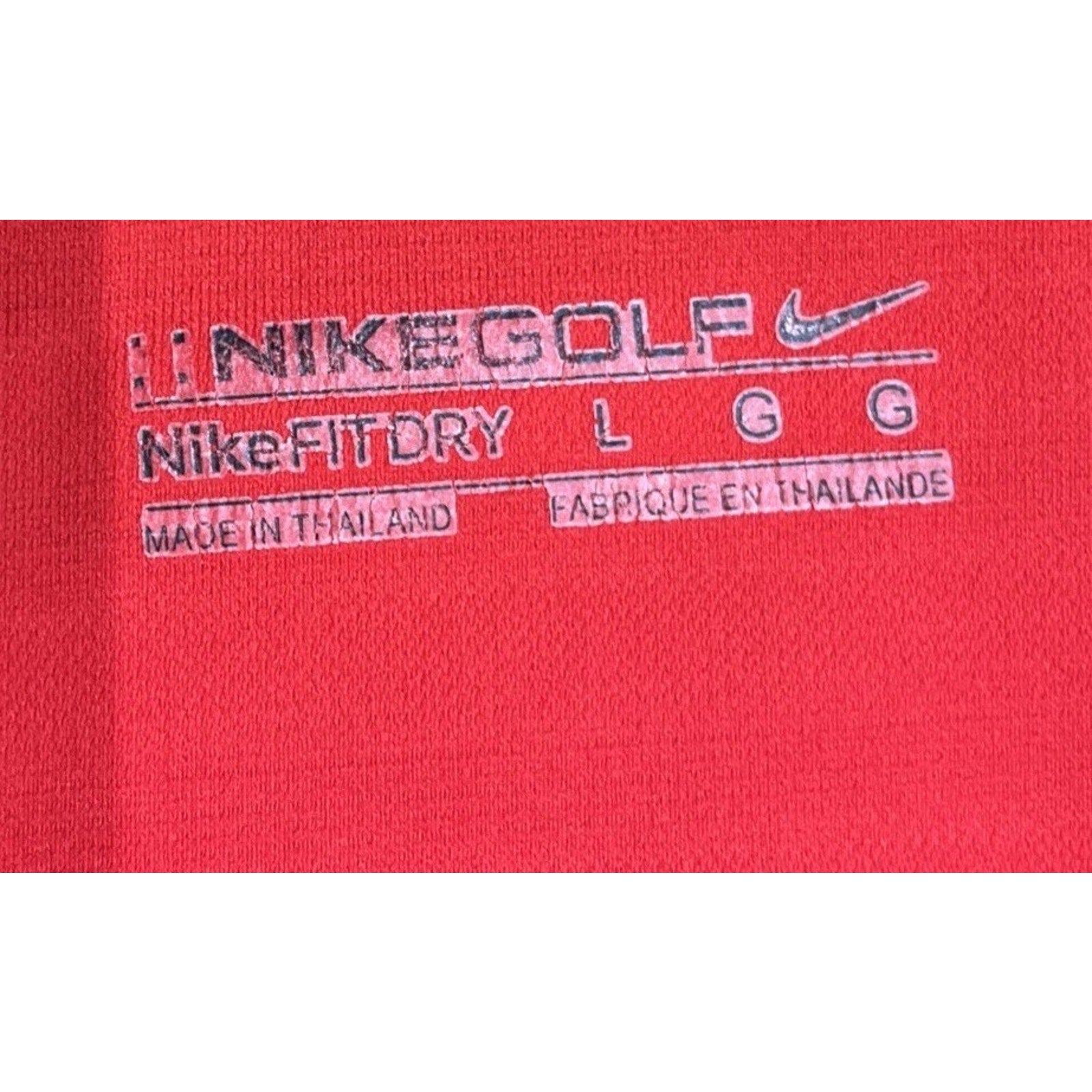 Nike Golf FITDRY Polo Shirt Mens L Red Striped Long Sleeve Performance Golf Y2K