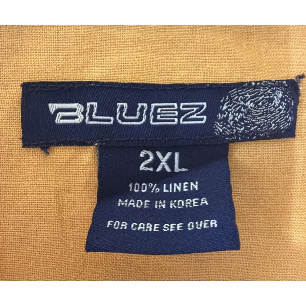 Vintage Bluez 100% Linen Button Up Camp Shirt Men's Size 2XL Beach Vaca Coastal