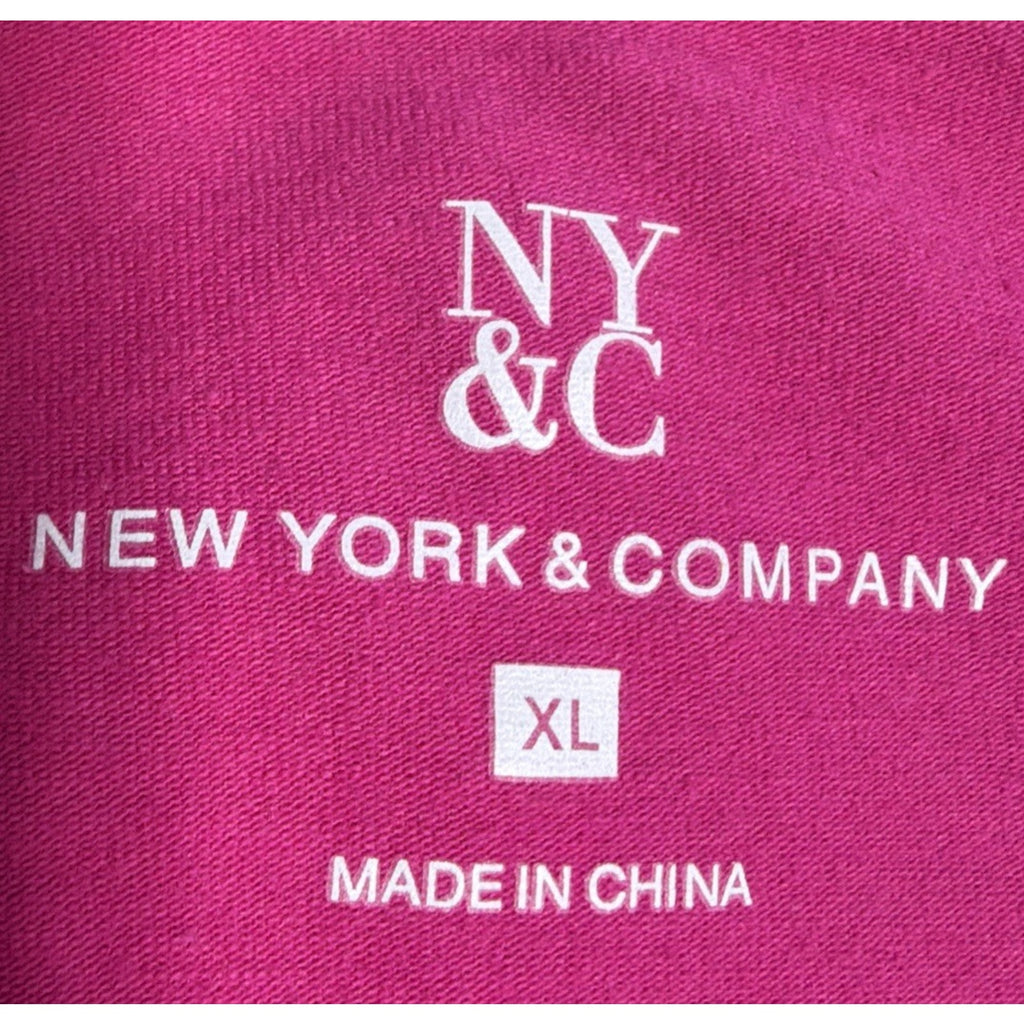 Womens New York & Company Pink Ruched V Neck Top Size XL