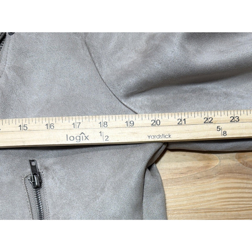 Philosophy Faux Suede Taupe Gray Asymmetrical Zip Moto Crop Jacket Size Large