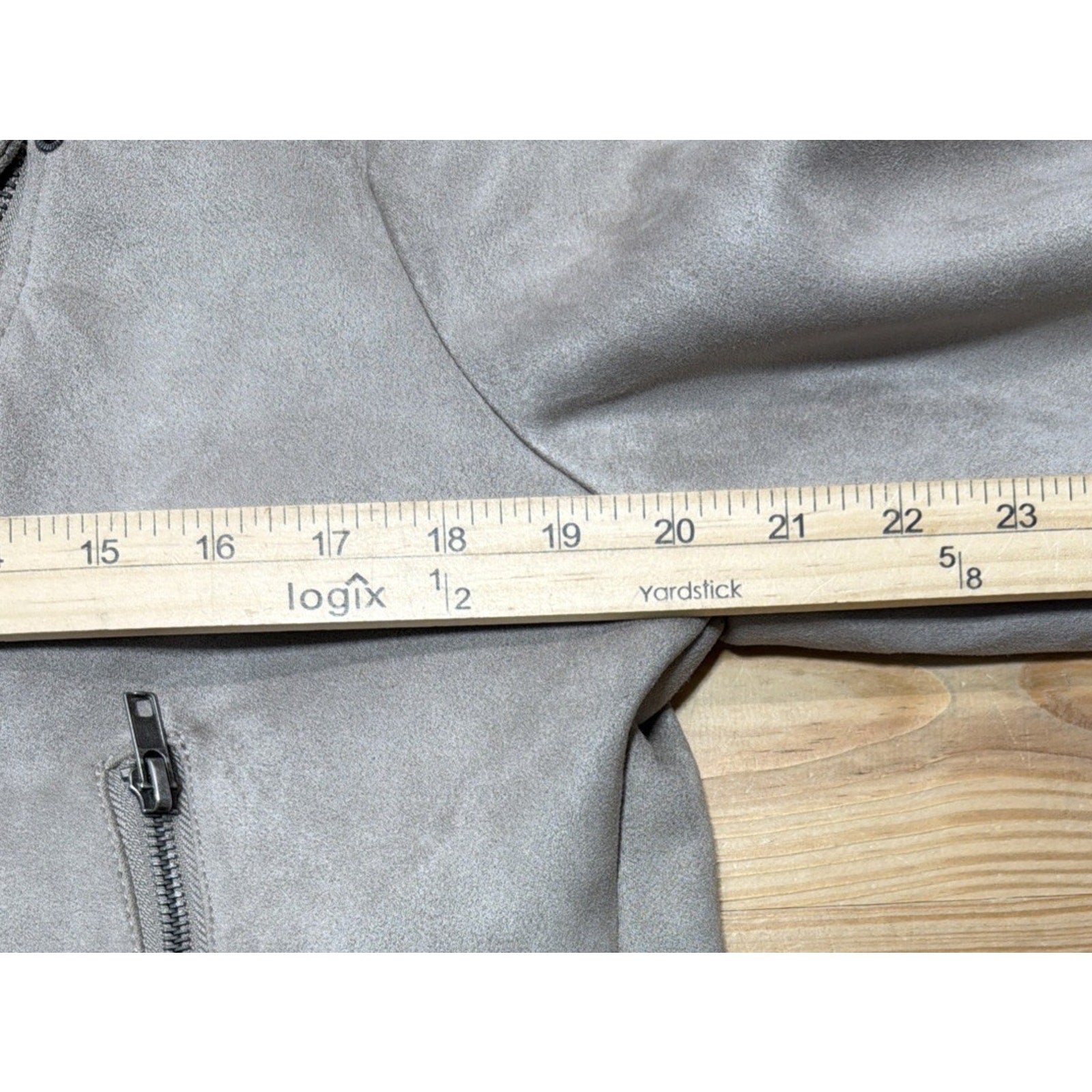Philosophy Faux Suede Taupe Gray Asymmetrical Zip Moto Crop Jacket Size Large